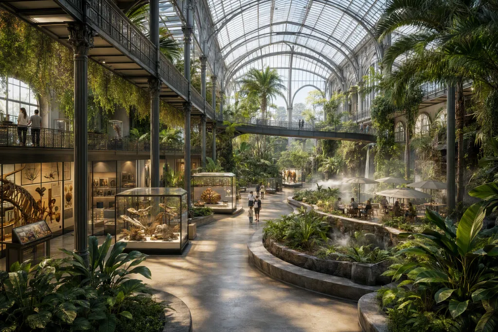 Sảnh Bảo tàng Thực vật Atrium Kiến trúc Thực vật Nhà kính Atrium Trực quan hóa