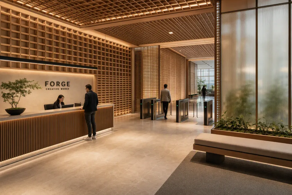 Lattice Screen Office Lobby Commercial Lobby Architecture Screen Wall Detail