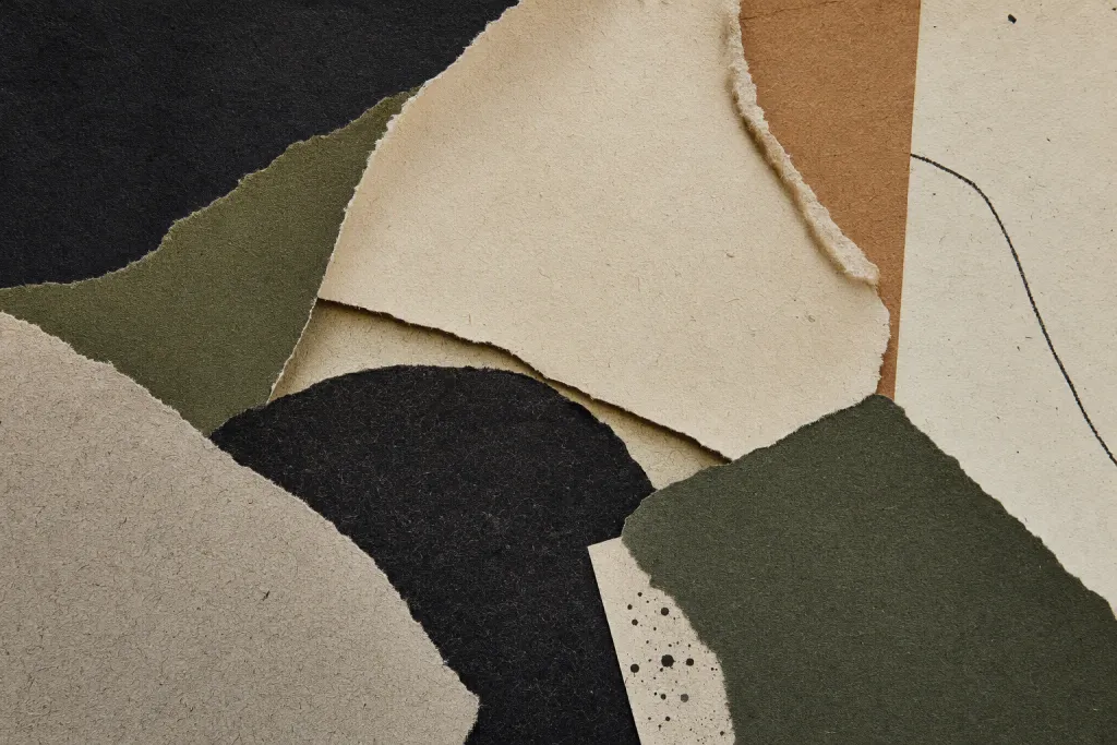 Paper Echo Collage-Komposition mit zerrissenen geometrischen Lagen