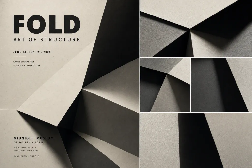 Midnight Paper Poster Layout Folded Shadow Geometry