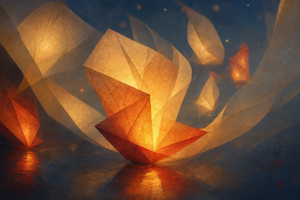 Imagem em Movimento de Farol de Papel com Brilho Translúcido Dobrado