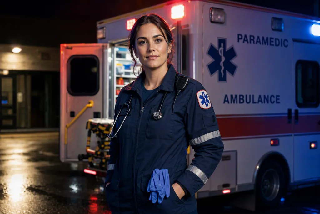 Acil Ambulans Gece Nöbeti Paramedik Portresi