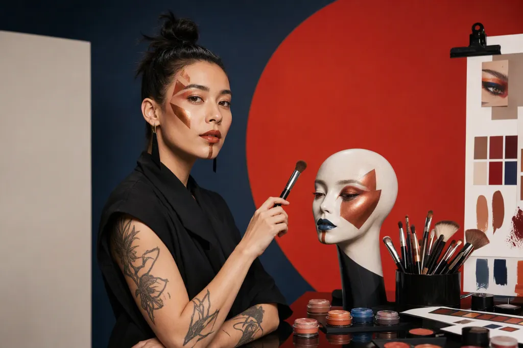 Ritratto d’artista di makeup scultoreo Avant Garde in studio