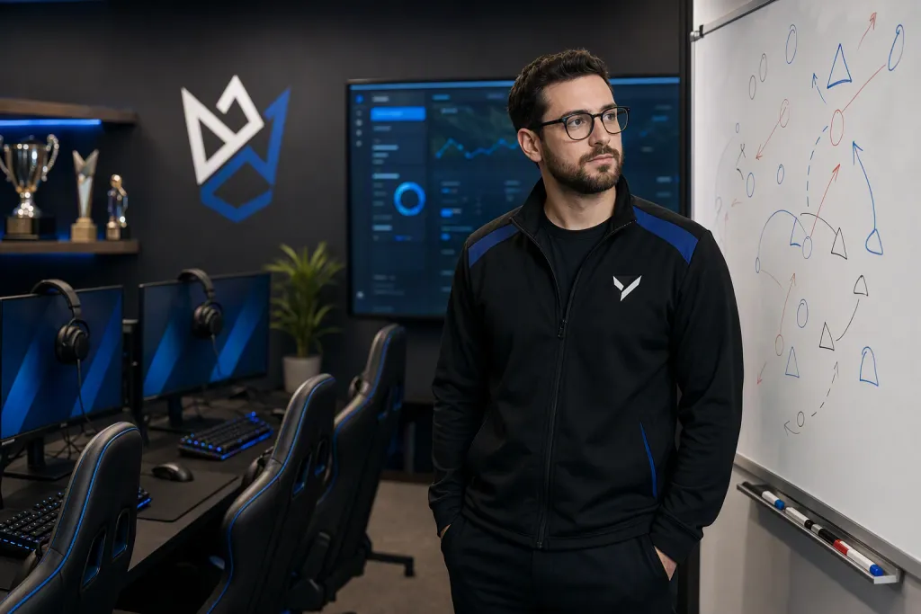 Esports Coach Portrait Strategy Room