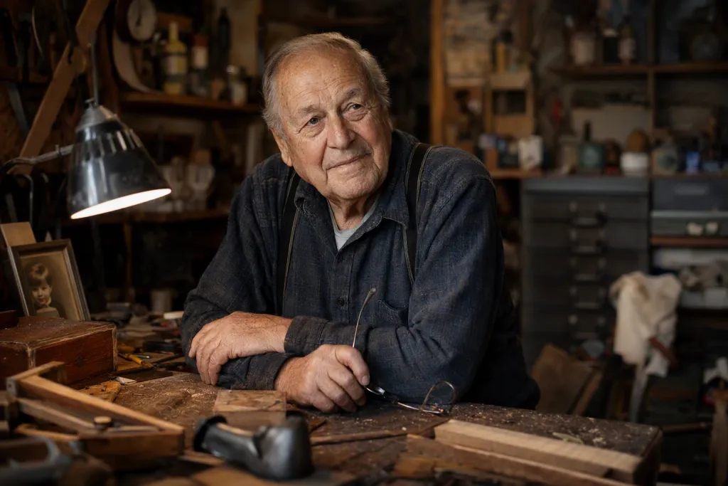 Documentary Grandfather Portrait Workbench Memory