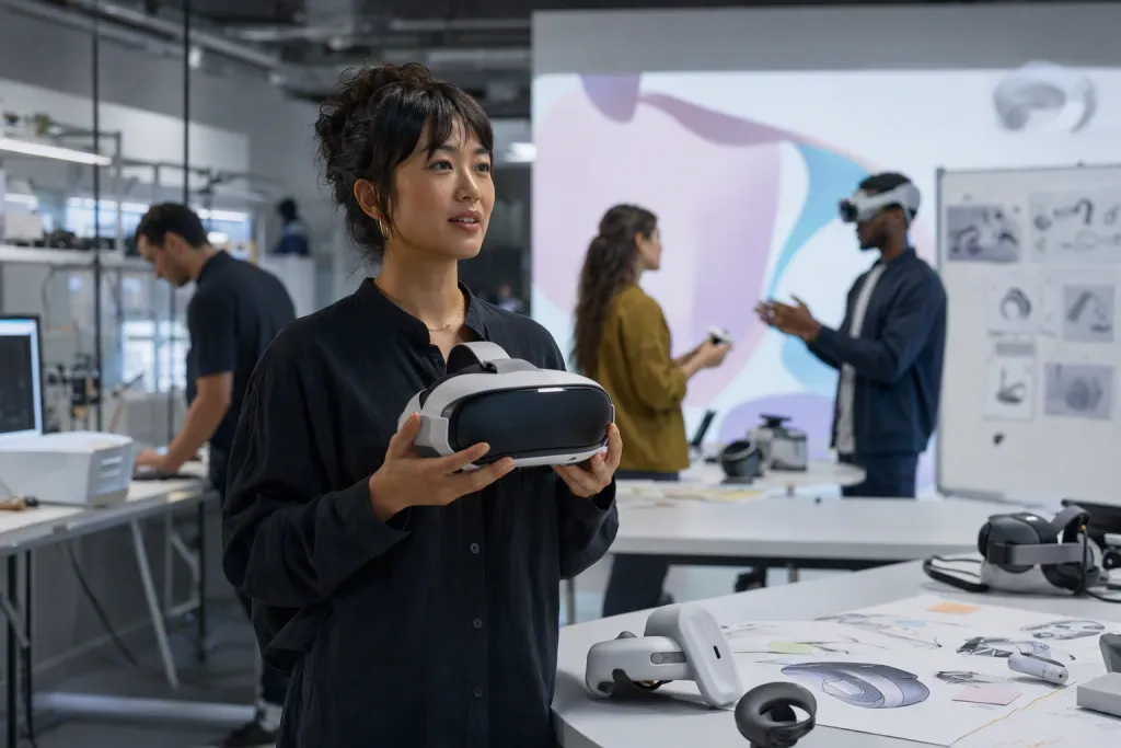 Démo de casque de réalité virtuelle pour le portrait d’un designer