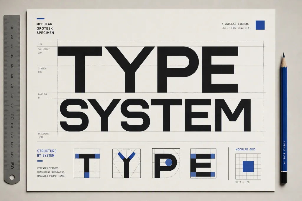 Especificação do Alfabeto Modular Grotesk para Tipografia