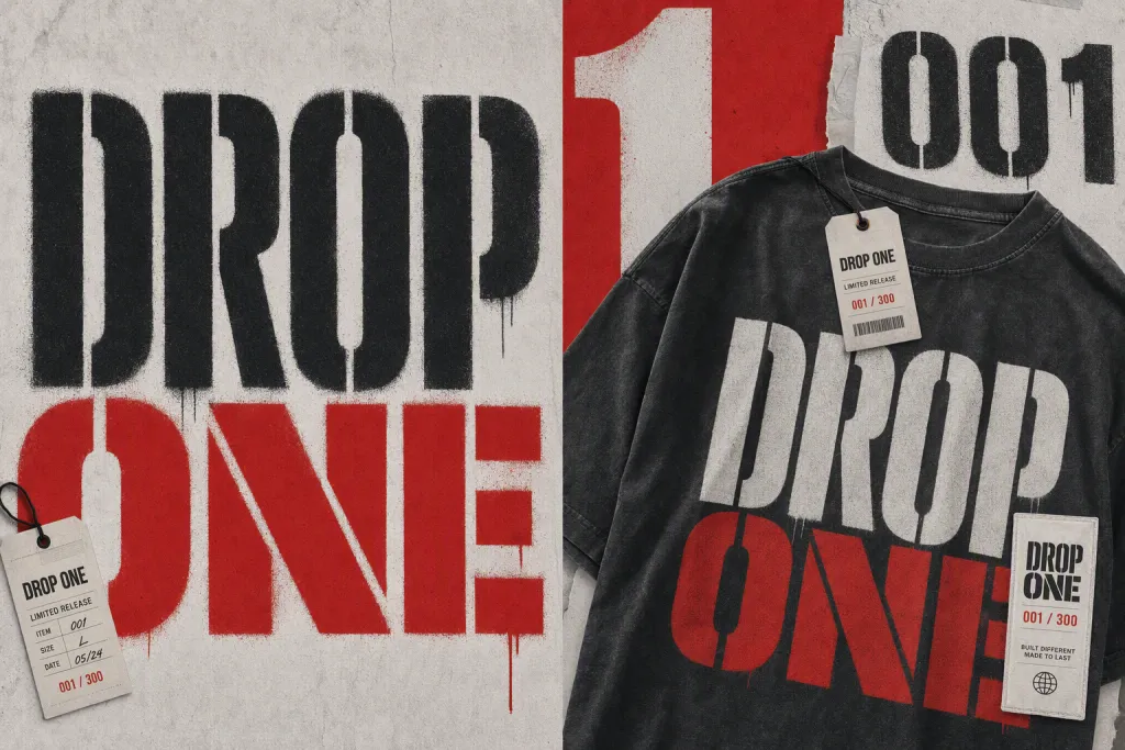 Lookbook de Tipografia Streetwear com Estêncil no Drop