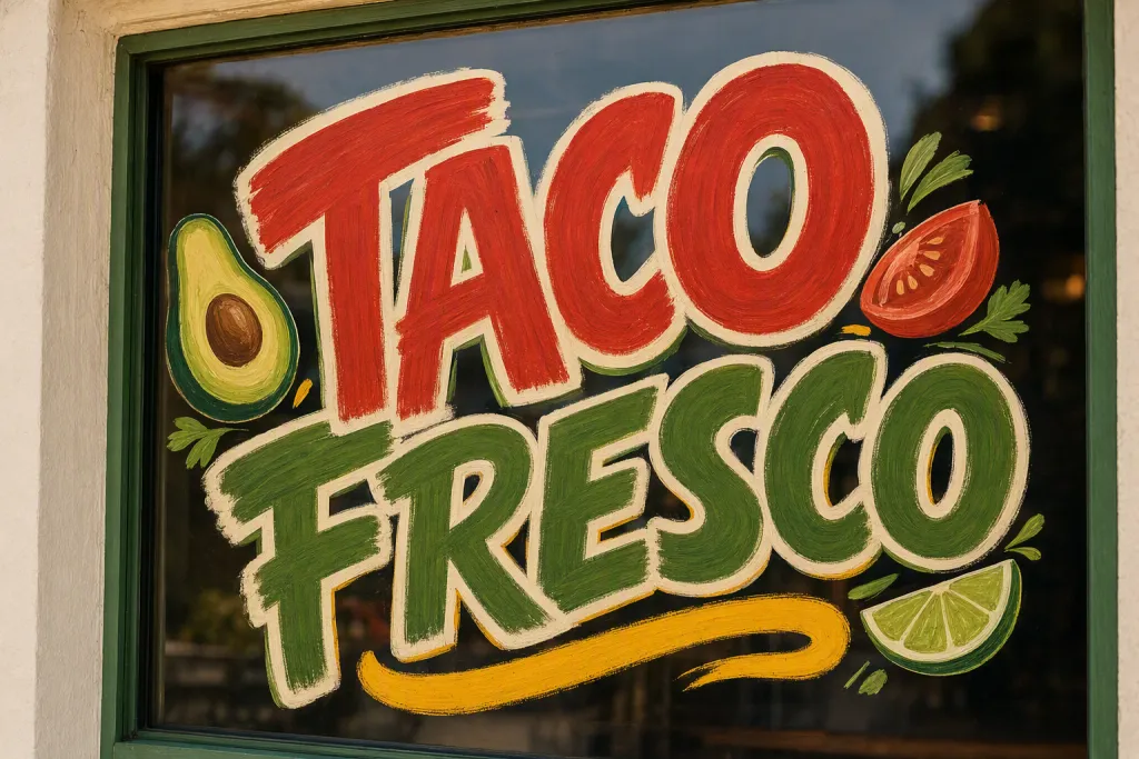 Tipografia de Fachada de Placa de Taco Pintada à Mão