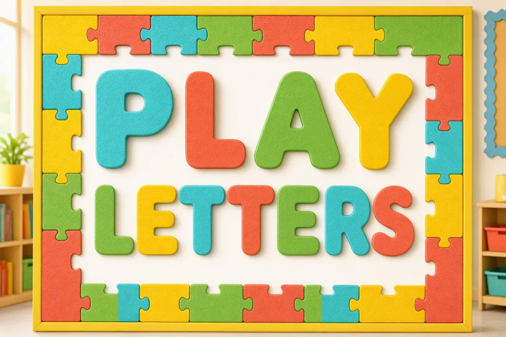 Lernposter mit Schaumstoff-Alphabet-typografie für Kinder