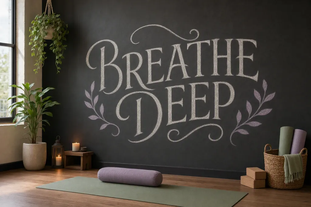 Affresco Yoga della Polvere di Gesso Testo Tipografico Studio Wall
