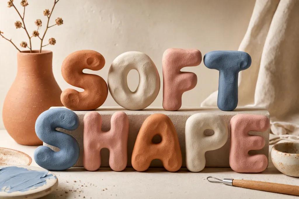 Three Dimensional Clay Letters Typography Product Shot