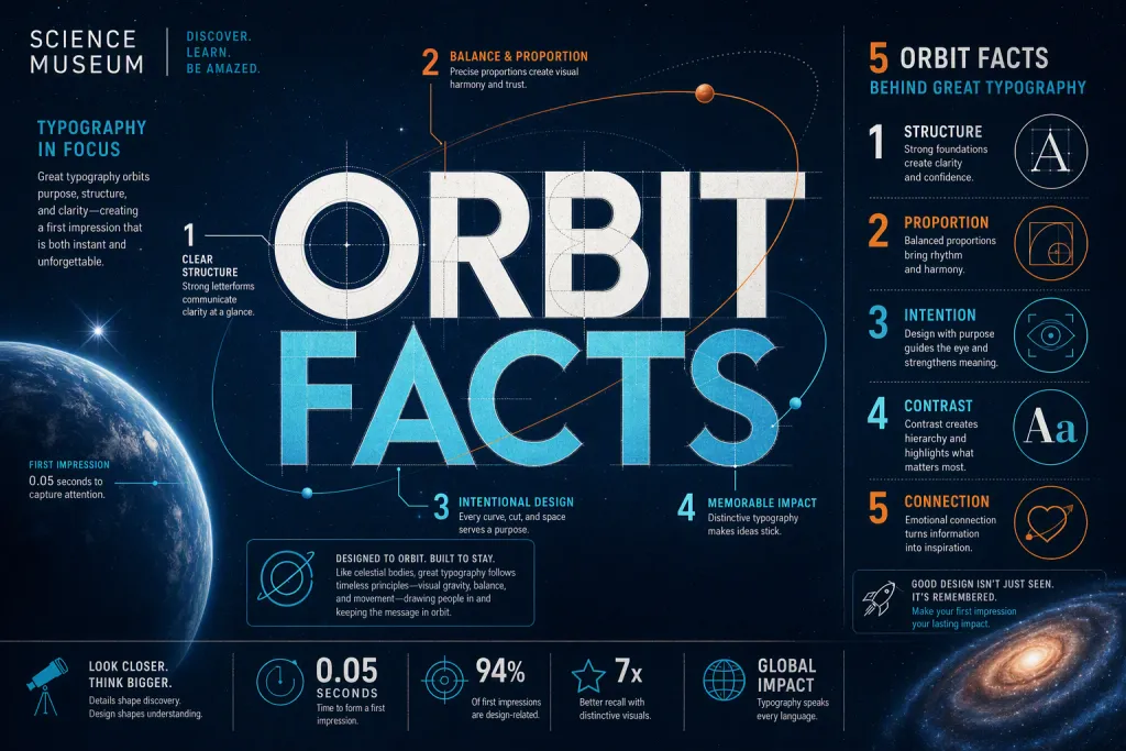 Infografía tipográfica de datos de tipo de museo de ciencias