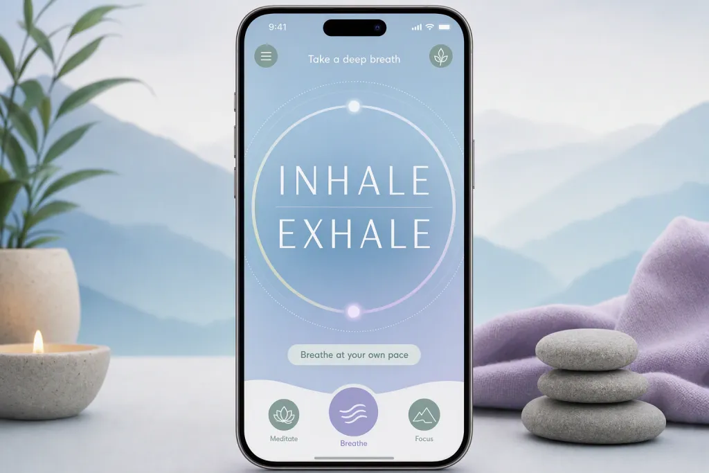 Meditation Breathing Phrase Typography App Screen