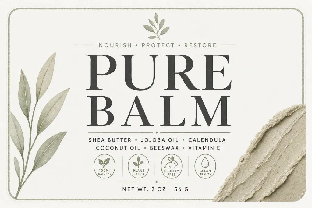 Organic Skincare Label Typography Jar Label