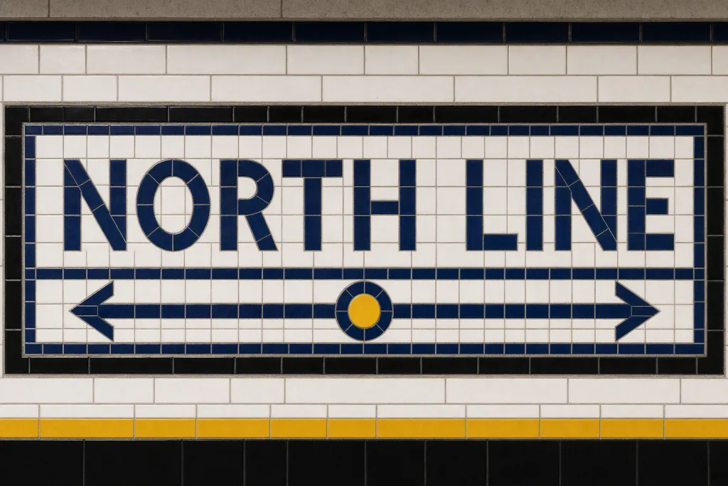 Tipografía para letrero de plataforma con azulejos tipo estación de metro