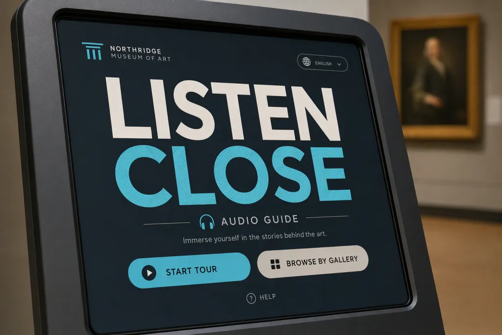 Guía de audio del museo Título Tipografía Kiosco Pantalla