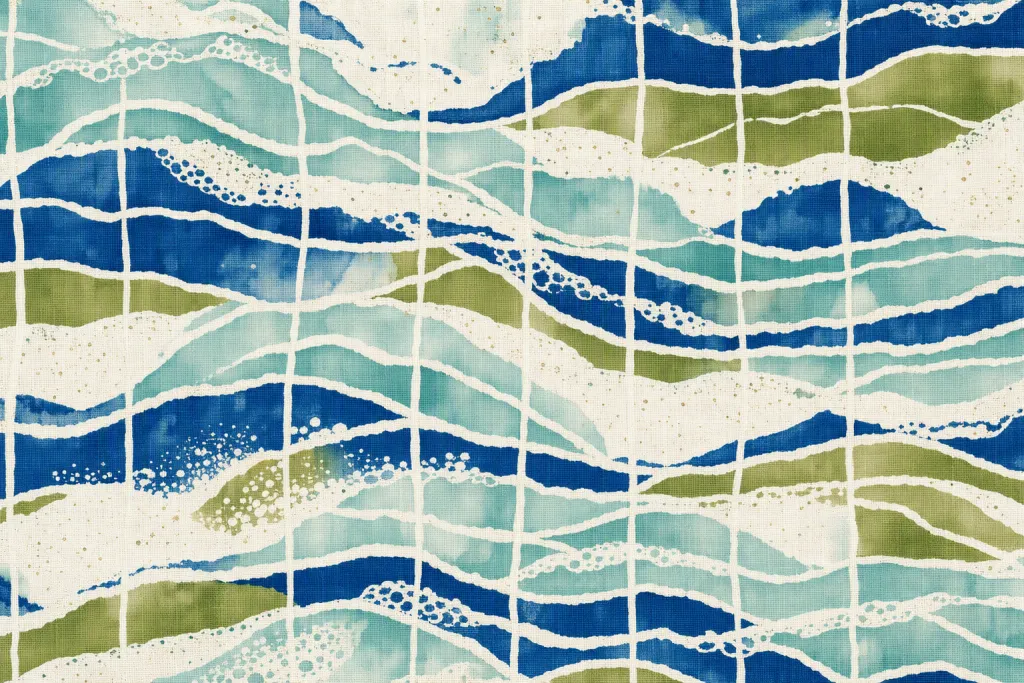 Ocean Algorithm Textile Print Procedural Tide Grid