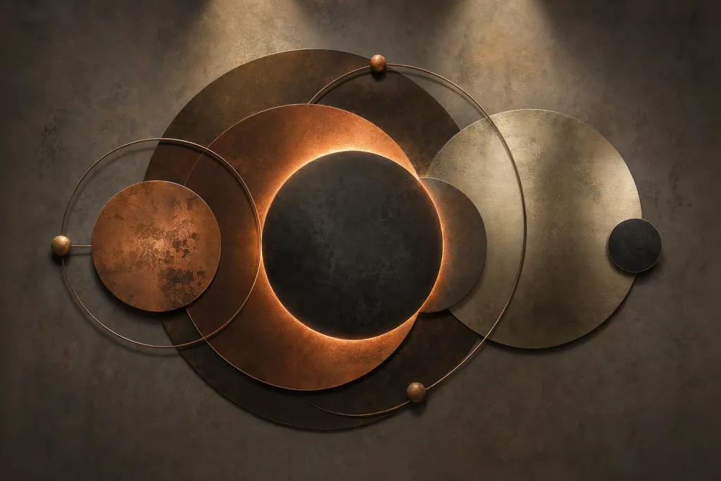 Arte mural Copper Eclipse en degradado orbital metálico