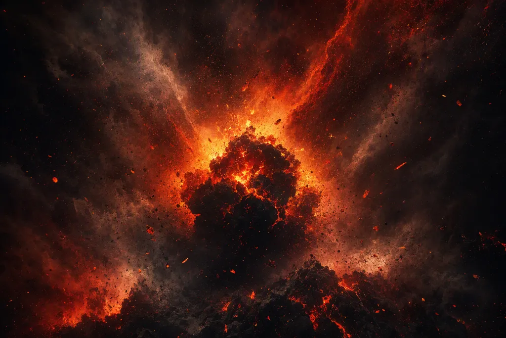 Volcanic Bloom Fondo Digital Brasa Nube de Partículas