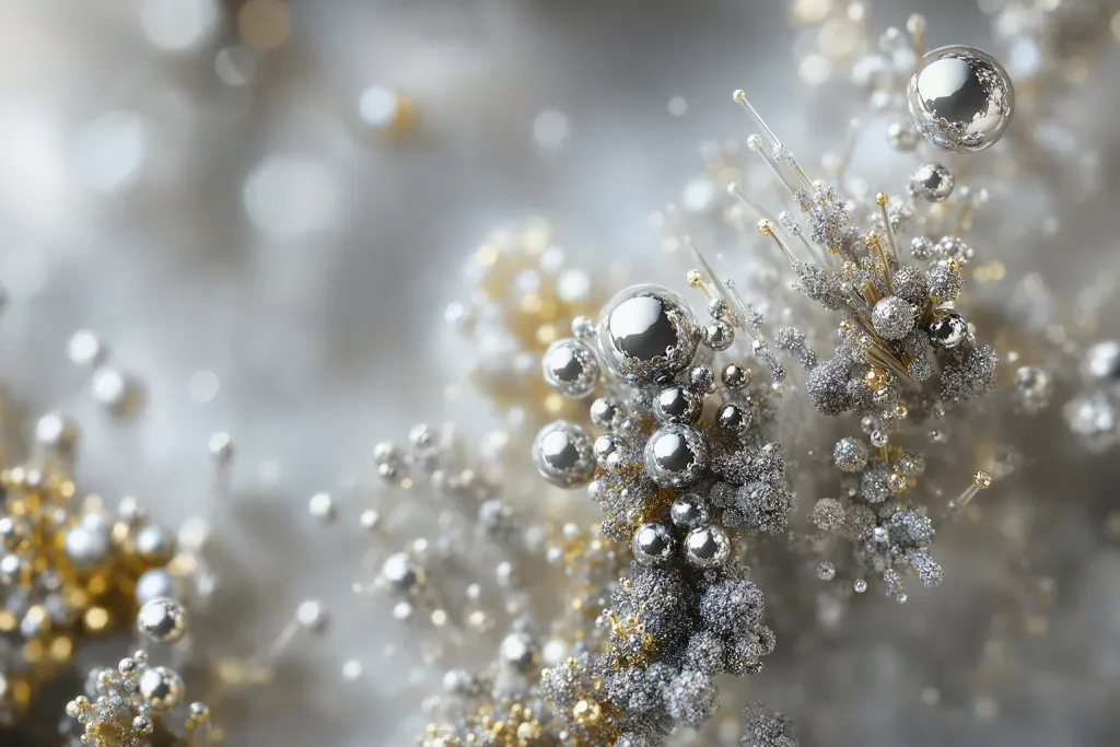 Chrome Pollen Abstrakt-Makro Reflektierende Perlen-Kette
