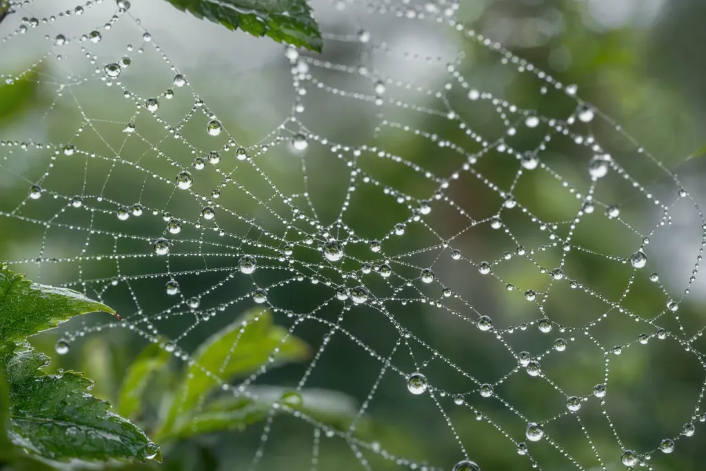 Raindrop Spider Web Nature Dew Macro Study