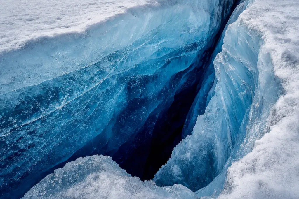 Cadre photo de texture de glace naturelle bleu de crevasse glaciaire