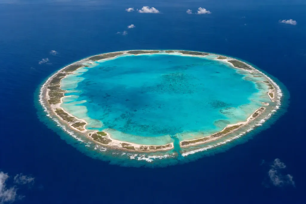 Coral Atoll Lagoon Nature Tropical Satellite View