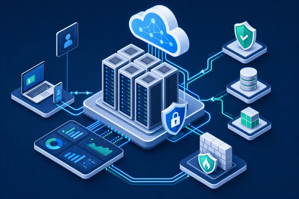 Cloud Data Center Tech Explainer Isometric Vector