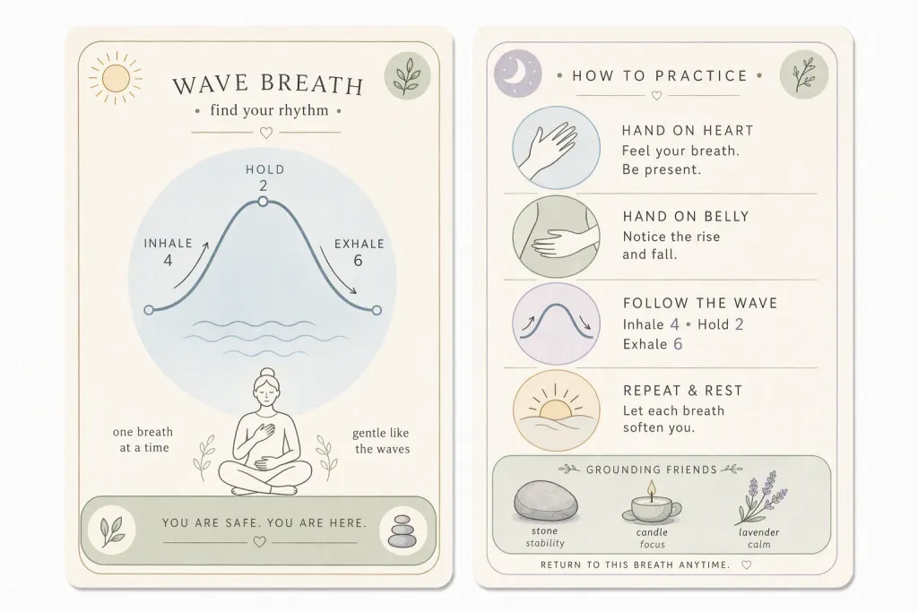Carte per la respirazione in meditazione Wellness Istruzioni Linea Arte Gentile