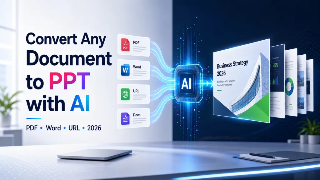 Cách chuyển đổi bất kỳ tài liệu nào thành PPT chuyên nghiệp bằng AI vào năm 2026: PDF, Word, URL và hơn thế nữa