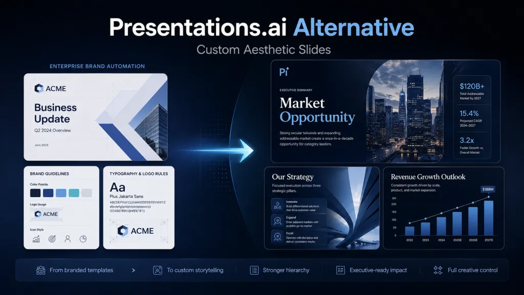 Tự động hóa Slide Doanh nghiệp: Các lựa chọn thay thế Presentations.ai tốt nhất cho Thẩm mỹ Tùy chỉnh