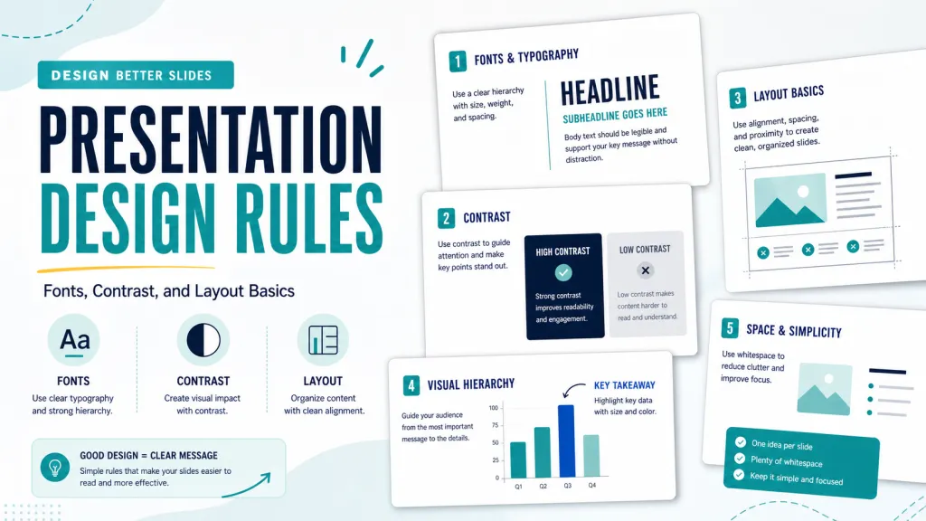 Regras de design de apresentações: fontes, contraste e noções básicas de layout