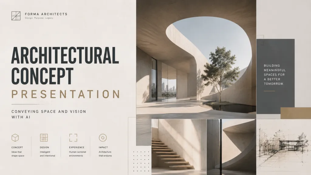 Presentazione del concetto architettonico: trasmettere spazio e visione con l'IA